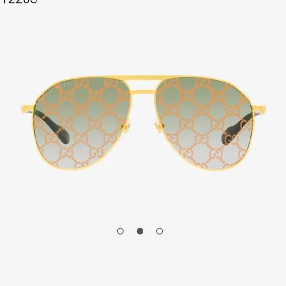 Gucci Gold Aviator Sunglasses with Green Gradient and GG Logo main image 6